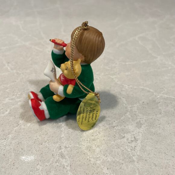 Ahston Drake Ornament A Letter to Santa boy with pooh felt and ceramic - Picture 2 of 13